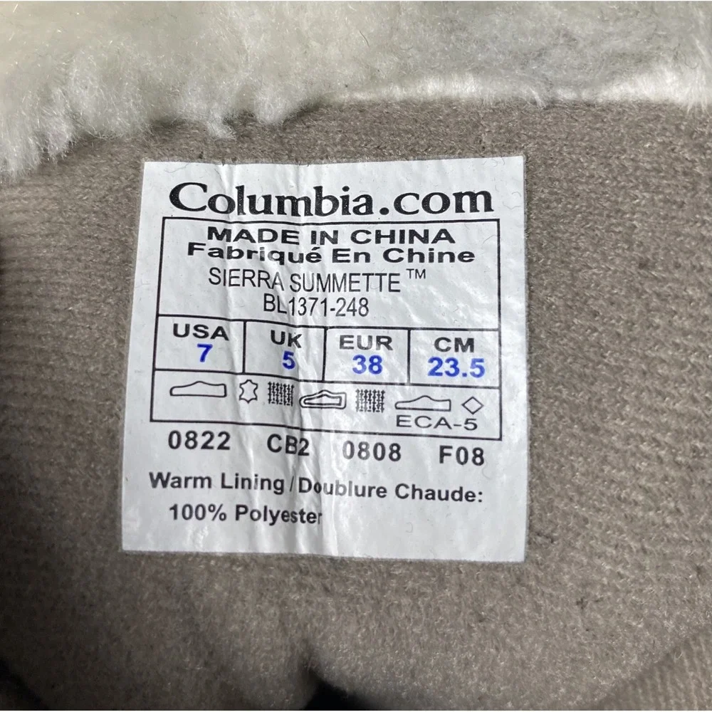 Columbia Sierra Summette Sherpa Women's Size 7 Boots Thermolite